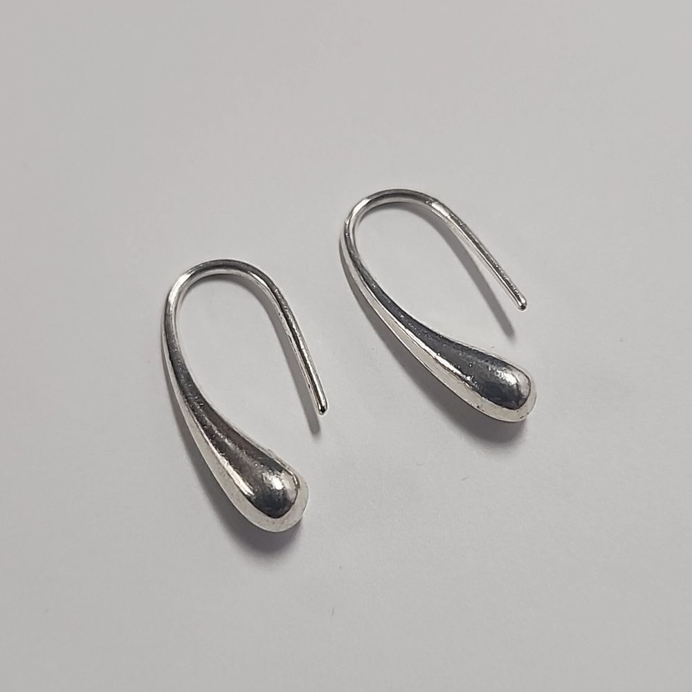 Sterling Silver Teardrop Hook Earrings - Elegant Silver Design